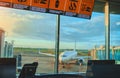 Panama City, Panama: Boarding gate entrance with information board in airpot Panama City, Panama.