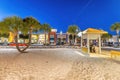 PANAMA CITY, FL - FEBRUARY 2016: Port Lagoon streets and buildings at night Royalty Free Stock Photo