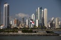 Panama City highrises and Panamanian flag from Casco Vieja