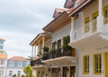 PANAMA CITY, PANAMA - APRIL 20, 2018: Beautiful Spanish colonial house with wrought iron and plants, Casco Viejo during Royalty Free Stock Photo