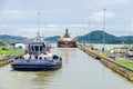 Bulk Carrier KINGFISHER exiting the Miraflores Locks Royalty Free Stock Photo