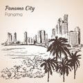 Panama city sityscape sketch. Panama.