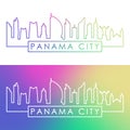 Panama City skyline. Colorful linear style.