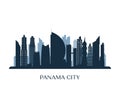 Panama City skyline, monochrome silhouette.