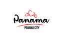 Panama country with red love heart and its capital Panama City creative typography logo design