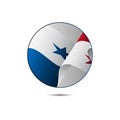 Panama flag button with shadow on a white background. Vector illustration.