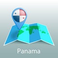 Panama flag world map in pin with name of country Royalty Free Stock Photo