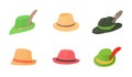 Panama hat icon set, cartoon style Royalty Free Stock Photo