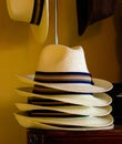 Panama Hats stacked on top of one another. Royalty Free Stock Photo