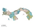 Panama higt detailed map with subdivisions. Administrative map of Panama with districts and cities name, colored by states and