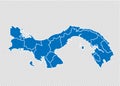 Panama map - High detailed blue map with counties/regions/states of panama. panama map isolated on transparent background Royalty Free Stock Photo