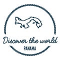 Panama Map Outline. Vintage Discover the World.