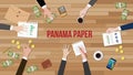 Panama papers fraud illustration with money and people work together