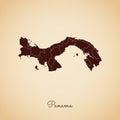 Panama region map: retro style brown outline on.