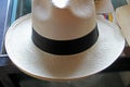 Panama straw hat grades showed at the manufacterer, fino standard, Montecristi, Ecuador Royalty Free Stock Photo
