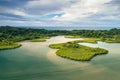 Panama. Tropical Island Aerial View. Wild coastline, Bocas del Toro, Central America, Panama.