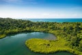 Panama. Tropical Island Aerial View. Wild coastline, Bocas del Toro, Central America, Panama.