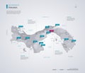 Panama vector map with infographic elements, pointer marks Royalty Free Stock Photo