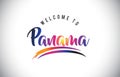 Panama Welcome To Message in Purple Vibrant Modern Colors.