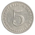 5 Panamanian centimonos coin Royalty Free Stock Photo