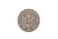 Panamanian five centimes coin isolated on white Royalty Free Stock Photo