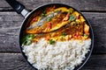 Panang curry with Grilled Saba, top view Royalty Free Stock Photo