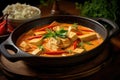 panang curry with tofu in a deep ceramic dish