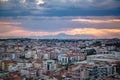 Panarama of Manavgat city, Turkey at sunset. View from the observation deck