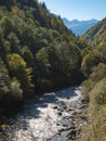 Panarama of mountain river valley