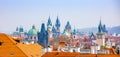 Panarama of Prague rooftops and skyline from Petrin hill, Prague, Czech Republic