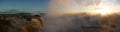 Panaroma iguacu waterfalls at sunset