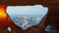 Stone houses and caves at Uchisar region in Cappadocia in Turkey Royalty Free Stock Photo