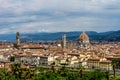 Panaromic view of Florence with Palazzo Vecchio and Duomo viewed from Piazzale Michelangelo (Michelangelo Square Royalty Free Stock Photo