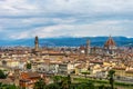 Panaromic view of Florence with Palazzo Vecchio and Duomo viewed from Piazzale Michelangelo (Michelangelo Square Royalty Free Stock Photo