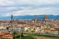 Panaromic view of Florence with Palazzo Vecchio and Duomo viewed from Piazzale Michelangelo (Michelangelo Square Royalty Free Stock Photo
