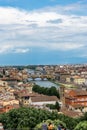 Panaromic view of Florence townscape cityscape viewed from Piazzale Michelangelo (Michelangelo Square) with ponte Vecchio