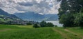 A panaromic view of the lake Sachseln , Obwalden