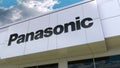 Panasonic Corporation logo on the modern building facade. Editorial 3D rendering Royalty Free Stock Photo