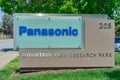 Panasonic logo at company research and product development office building in Silicon Valley Royalty Free Stock Photo