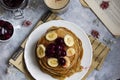 Pancackes on the light table with berries Royalty Free Stock Photo