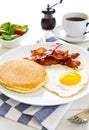 Pancake with Bacon and fried egg Royalty Free Stock Photo