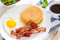 Pancake with Bacon and fried egg Royalty Free Stock Photo