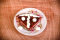 Pancake cake with fresh raspberry pistachios and dark chocolate