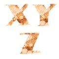 Pancake capital letter alphabet - letters X-Z