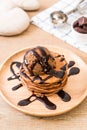 pancake with chocolate ice-cream Royalty Free Stock Photo