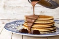 Pancake with chocolate sauce Royalty Free Stock Photo