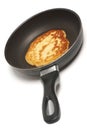 Pancake cooking in a pan Royalty Free Stock Photo