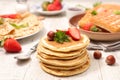 Pancake, crepe and waffles Royalty Free Stock Photo