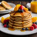 Pancake. Crepes With Berries, Strawberry, Raspberry, Blueberry and Syrup Royalty Free Stock Photo