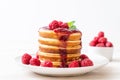 pancake with fresh raspberries Royalty Free Stock Photo